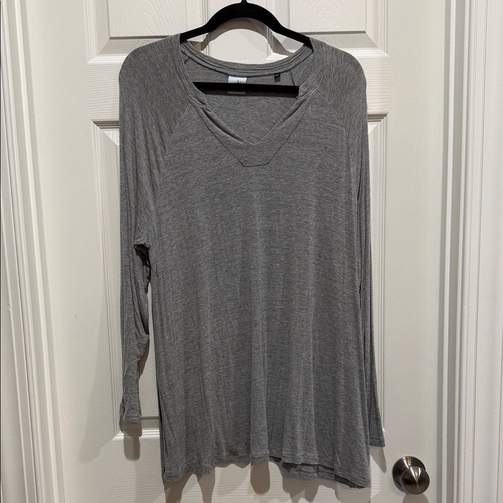 CAbi Charcoal Long Sleeve V-Neck Top